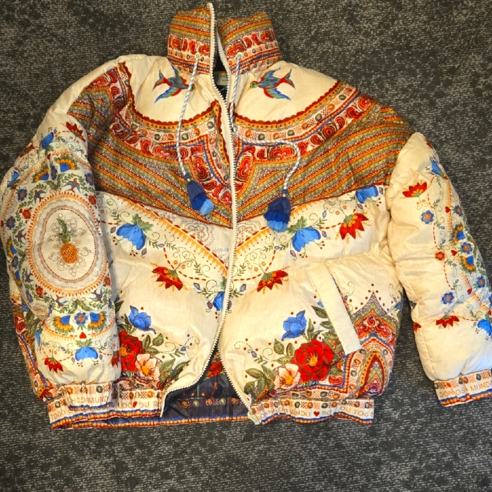 Colorful Patterned Reversible Puffer Jacket